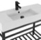 Modern Ceramic Console Sink With Counter Space and Matte Black Base, 40